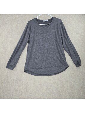 Temofon Womens Long Sleeve Gray Knit Top Size L Heathered Lightweight Casual